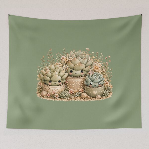 Item preview, Kawaii Succulent Family Illustration – Cute Rounded Leaf Design Art designed and sold by MagicMakerPh.