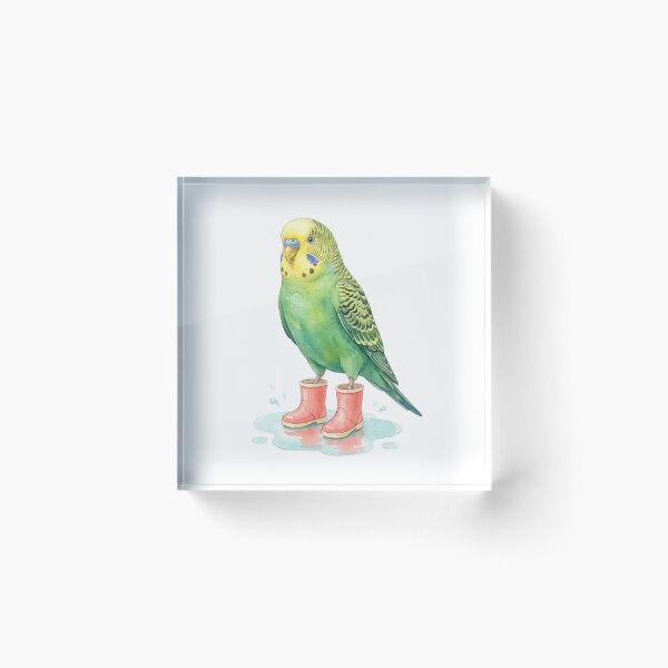 Item preview, Green Parakeet Pink Boots designed and sold by Tiffany Roy.