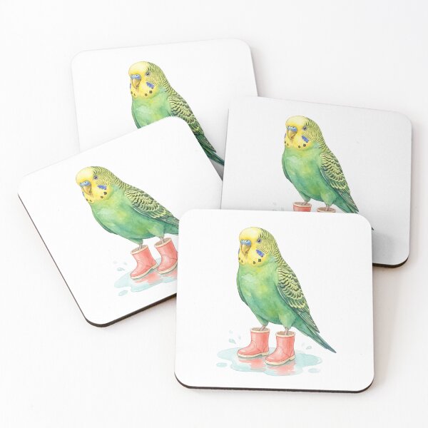 Item preview, Green Parakeet Pink Boots designed and sold by Roy & Tiffany.