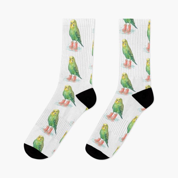 Item preview, Green Parakeet Pink Boots designed and sold by Roy & Tiffany.
