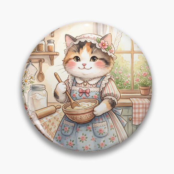 Item preview, Cozy Cottagecore Calico Cat Kitchen: Watercolor Baking designed and sold by CuteKats.