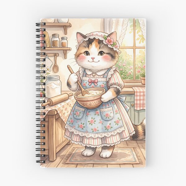 Item preview, Cozy Cottagecore Calico Cat Kitchen: Watercolor Baking designed and sold by CuteKats.