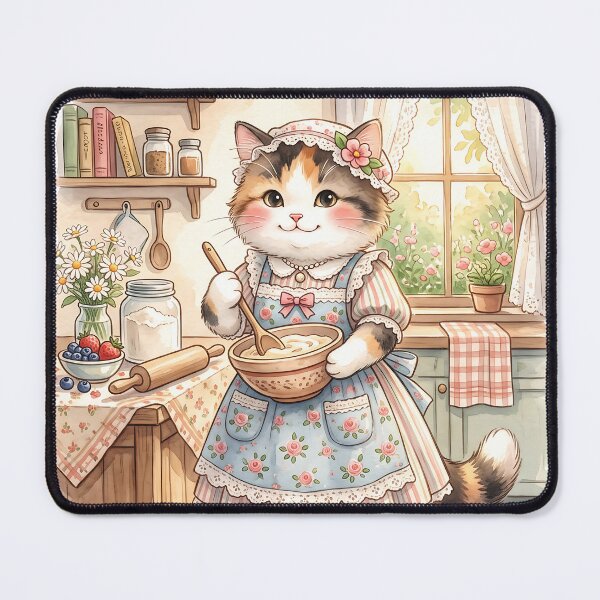 Item preview, Cozy Cottagecore Calico Cat Kitchen: Watercolor Baking designed and sold by CuteKats.
