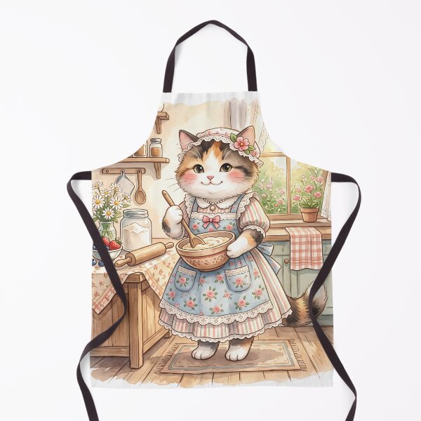 Item preview, Cozy Cottagecore Calico Cat Kitchen: Watercolor Baking designed and sold by CuteKats.