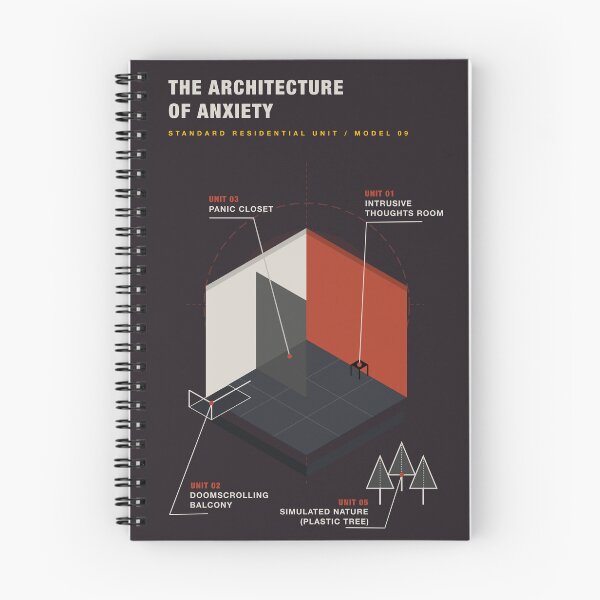 Item preview, Architecture of Anxiety - Funny Brutalist Blueprint Poster designed and sold by Message from Earth.