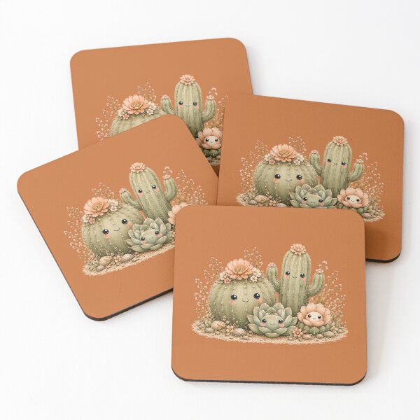 Item preview, Kawaii Desert Friends Illustration – Cute Cactus & Succulent Group Art designed and sold by MagicMakerPh.