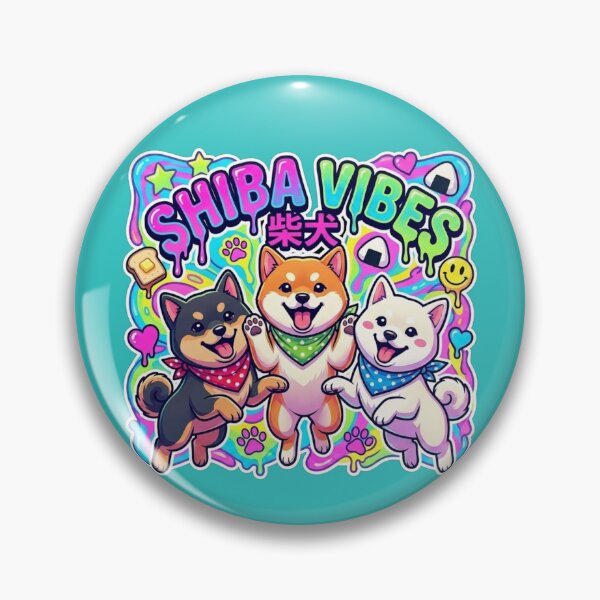 Item preview, Neon Shiba Vibes! Triple Dog Jump Art designed and sold by Shiba&Friends_Studio_by_Mintriel.