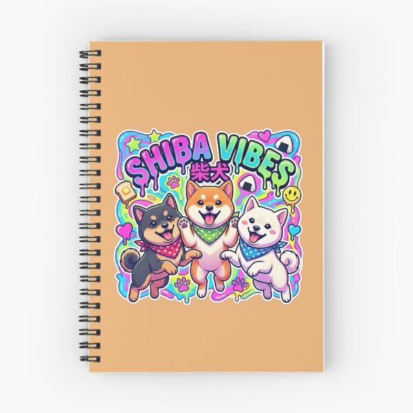 Item preview, Neon Shiba Vibes! Triple Dog Jump Art designed and sold by Shiba&Friends_Studio_by_Mintriel.
