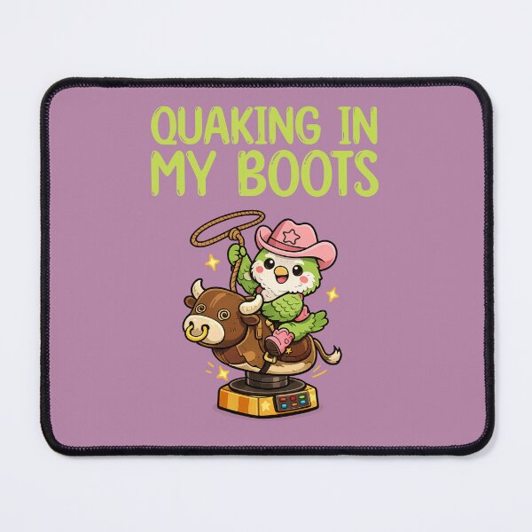 Item preview, Quaking in my boots, quaker bird riding mechanical bull designed and sold by BritishDelights.