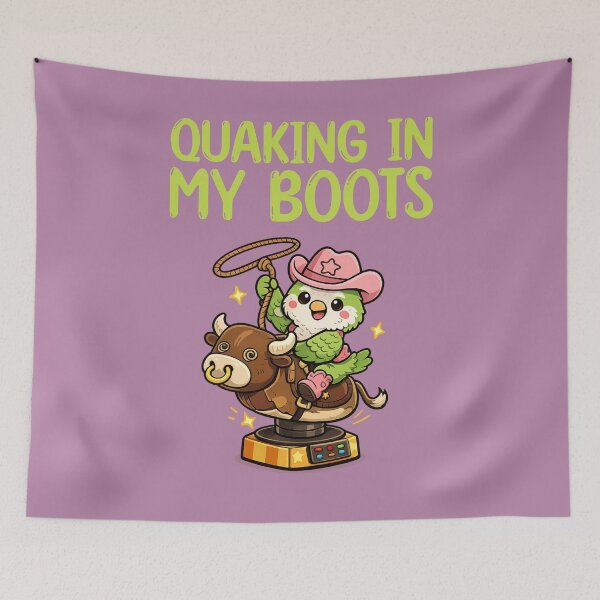 Item preview, Quaking in my boots, quaker bird riding mechanical bull designed and sold by BritishDelights.