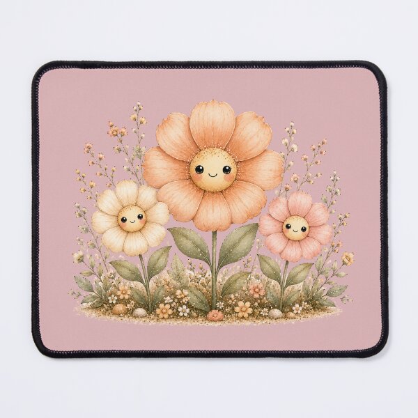 Item preview, Kawaii Flower Family Illustration – Cute Blooming Trio Design Art designed and sold by MagicMakerPh.