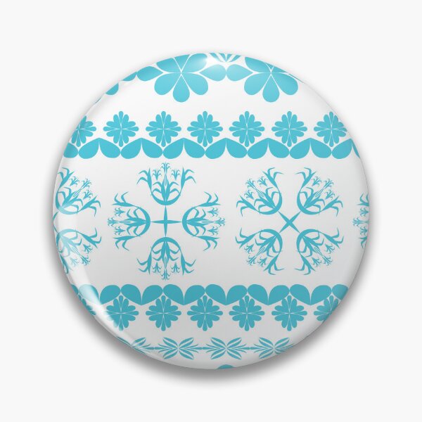 Item preview, Aqua Blue Ornamental Floral Border Pattern with Geometric Flower Motifs, Decorative Vector Design designed and sold by Ei-Ei.