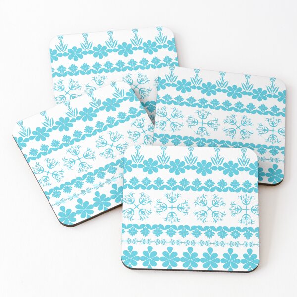 Item preview, Aqua Blue Ornamental Floral Border Pattern with Geometric Flower Motifs, Decorative Vector Design designed and sold by Ei-Ei.
