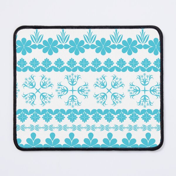 Item preview, Aqua Blue Ornamental Floral Border Pattern with Geometric Flower Motifs, Decorative Vector Design designed and sold by Ei-Ei.