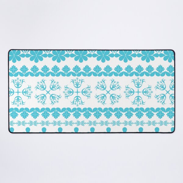 Item preview, Aqua Blue Ornamental Floral Border Pattern with Geometric Flower Motifs, Decorative Vector Design designed and sold by Ei-Ei.