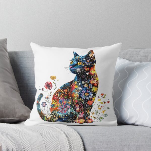 Item preview,  Colorful Floral Cat – Vibrant Boho Botanical Cat Art designed and sold by Awarrie.