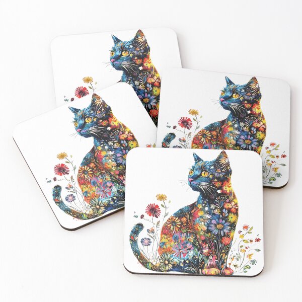Item preview,  Colorful Floral Cat – Vibrant Boho Botanical Cat Art designed and sold by Awarrie.