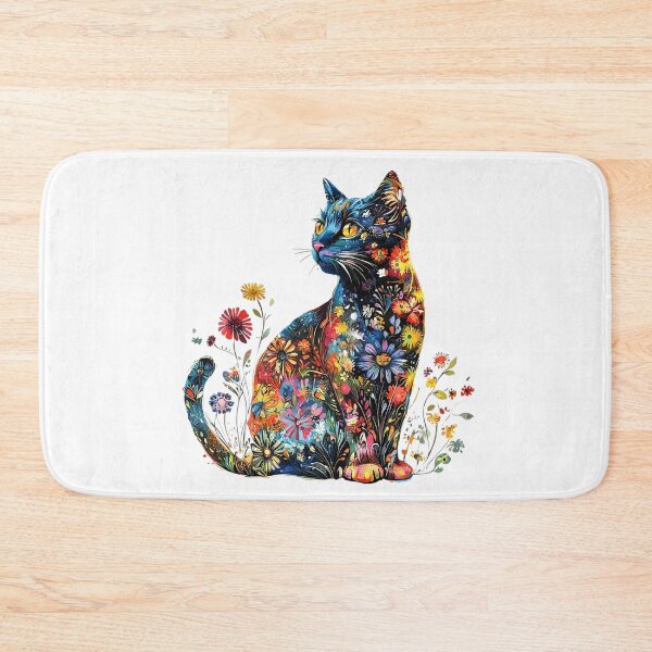 Item preview,  Colorful Floral Cat – Vibrant Boho Botanical Cat Art designed and sold by Awarrie.