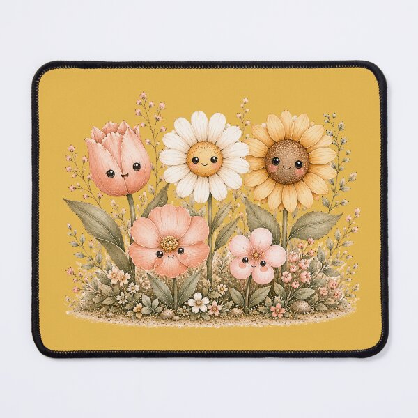 Item preview, Kawaii Flower Besties Illustration – Cute Tulip Daisy Sunflower Design designed and sold by MagicMakerPh.