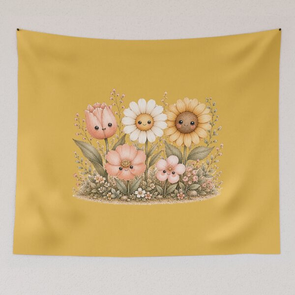 Item preview, Kawaii Flower Besties Illustration – Cute Tulip Daisy Sunflower Design designed and sold by MagicMakerPh.
