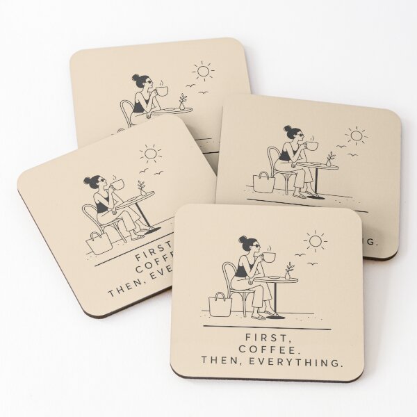 Item preview, First Coffee Then Everything Funny Quote Design designed and sold by VIVID COLORS CLUB.