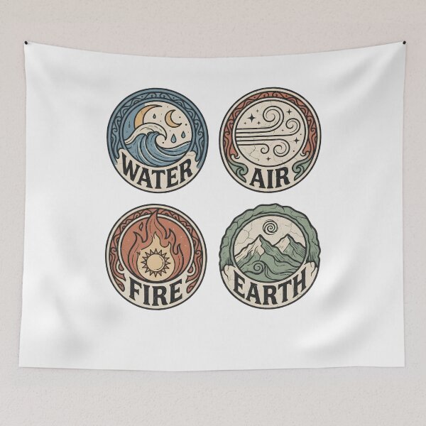 Item preview, Four Elements Water Air Fire Earth Vintage Mystical Nature designed and sold by Mr. L.S.