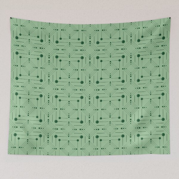 Item preview, Geometric pattern with dark green eyes on a light green background designed and sold by Cherevan.