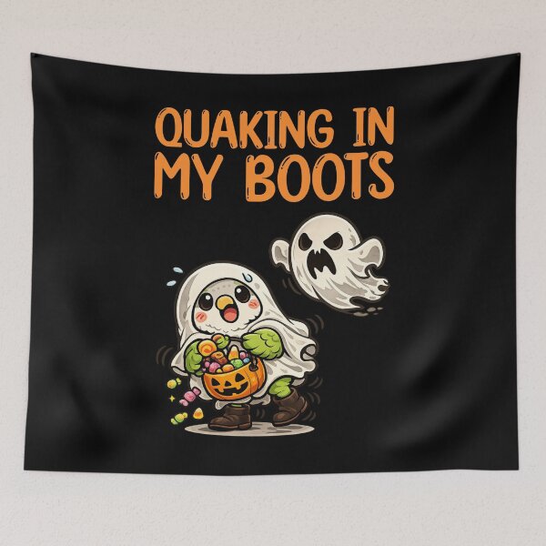 Item preview, Quaker bird in ghost costume being chased by a ghost designed and sold by BritishDelights.