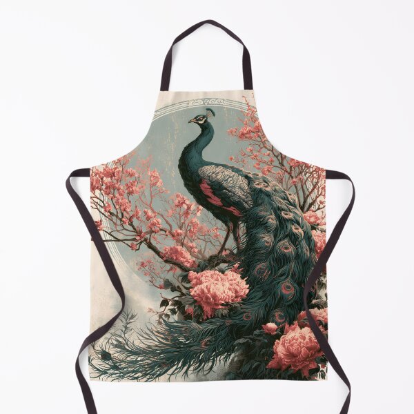 Item preview, Japanese Ukiyo-e Peacock Peony Linocut Woodblock Print Art designed and sold by GrinGalore.