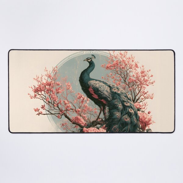 Item preview, Japanese Ukiyo-e Peacock Peony Linocut Woodblock Print Art designed and sold by GrinGalore.