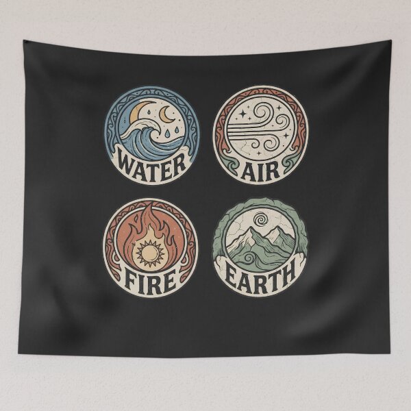 Item preview, Four Elements Water Air Fire Earth Vintage Mystical Nature designed and sold by Mr. L.S.