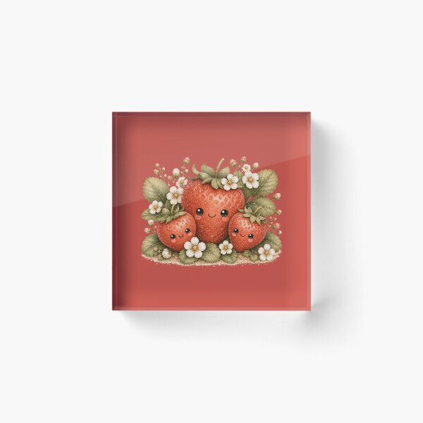 Item preview, Kawaii Strawberry Family Illustration – Cute Berry Trio Design Art designed and sold by MagicMakerPh.