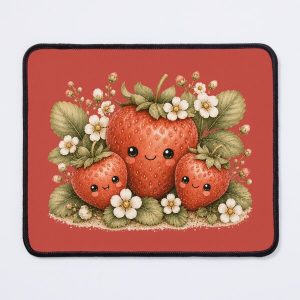 Item preview, Kawaii Strawberry Family Illustration – Cute Berry Trio Design Art designed and sold by MagicMakerPh.