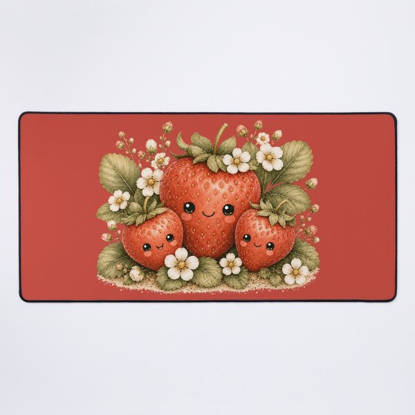 Item preview, Kawaii Strawberry Family Illustration – Cute Berry Trio Design Art designed and sold by MagicMakerPh.