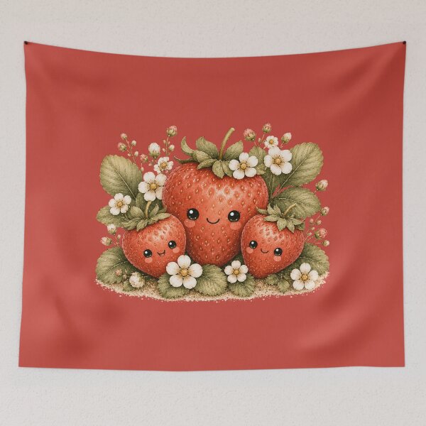 Item preview, Kawaii Strawberry Family Illustration – Cute Berry Trio Design Art designed and sold by MagicMakerPh.