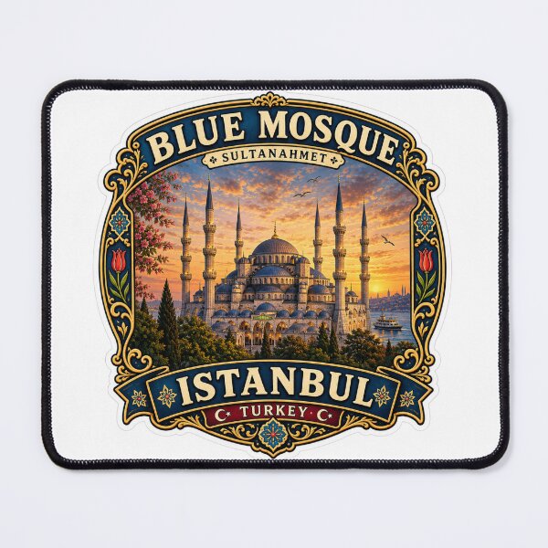 Item preview, Blue Mosque Istanbul Vintage Travel Badge | Sultanahmet Turkey Landmark Sticker designed and sold by DreamPaw Studio.