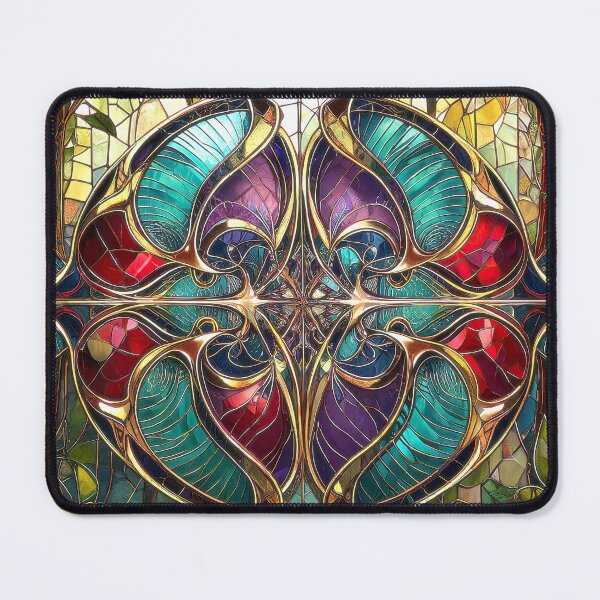 Item preview, Colorful Stained Glass Fractal Against Nature Background designed and sold by Frackxion.