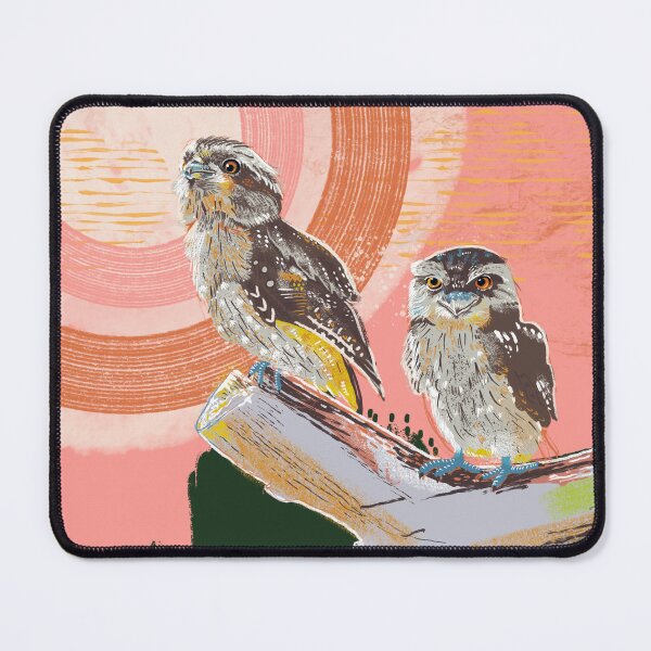 Item preview, Tawny frogmouths against an abstract background designed and sold by bee-denham-art.