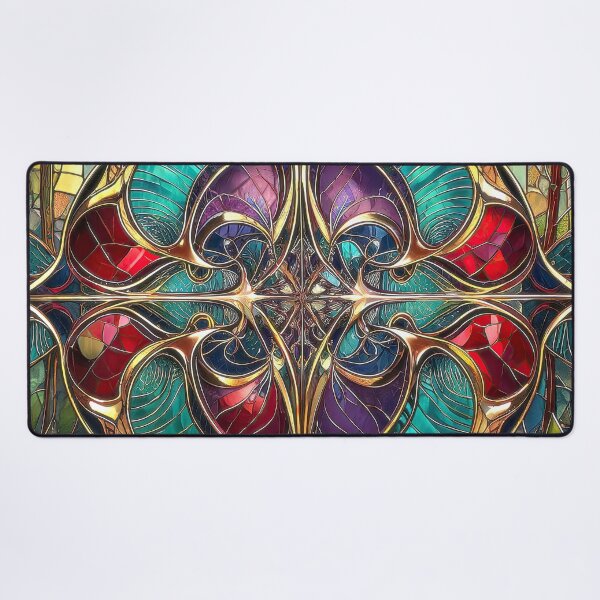 Item preview, Colorful Stained Glass Fractal Against Nature Background designed and sold by Frackxion.