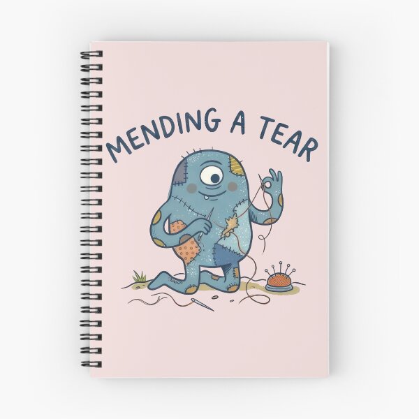 Item preview, Mending a Tear - Cute Naive Creature Sewing Himself designed and sold by TontikDesign.