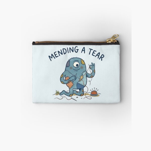 Item preview, Mending a Tear - Cute Naive Creature Sewing Himself designed and sold by TontikDesign.