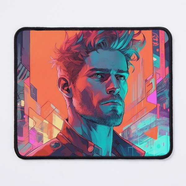 Item preview, Neon Cyberpunk Man with Electric Hair designed and sold by DavideXyz.