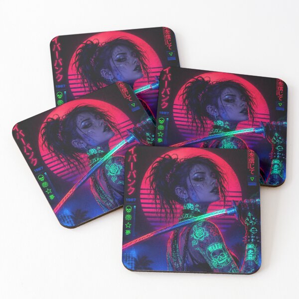 Item preview, Cyberpunk Rebel Girl | Neon Samurai | Vaporwave Gothic Punk | Synthwave 80s Retro Futuristic Art designed and sold by A-T-H.