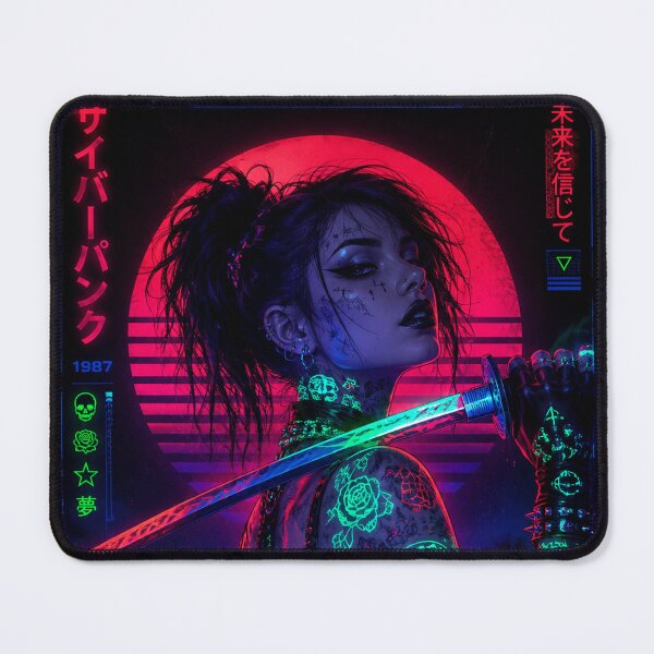 Item preview, Cyberpunk Rebel Girl | Neon Samurai | Vaporwave Gothic Punk | Synthwave 80s Retro Futuristic Art designed and sold by A-T-H.