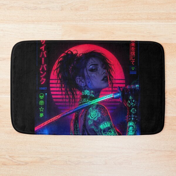 Item preview, Cyberpunk Rebel Girl | Neon Samurai | Vaporwave Gothic Punk | Synthwave 80s Retro Futuristic Art designed and sold by A-T-H.