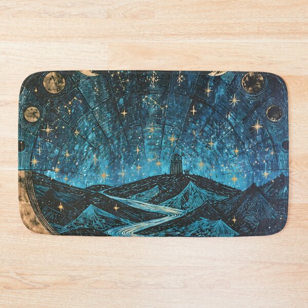 Item preview, Celestial Moon Phases Lighthouse Mystical Linocut Night Sky Woodcut Art designed and sold by GrinGalore.