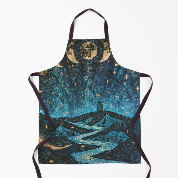 Item preview, Celestial Moon Phases Lighthouse Mystical Linocut Night Sky Woodcut Art designed and sold by GrinGalore.
