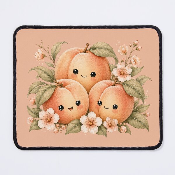 Item preview, Kawaii Peach Besties Illustration – Cute Fuzzy Fruit Trio Design Art designed and sold by MagicMakerPh.