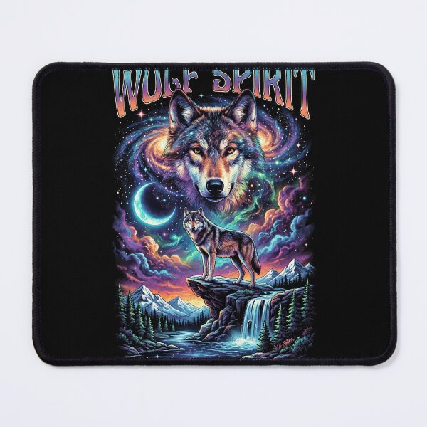 Item preview, Wolf Spirit Cosmic Galaxy Moon Wildlife Art designed and sold by AestheticTrd.