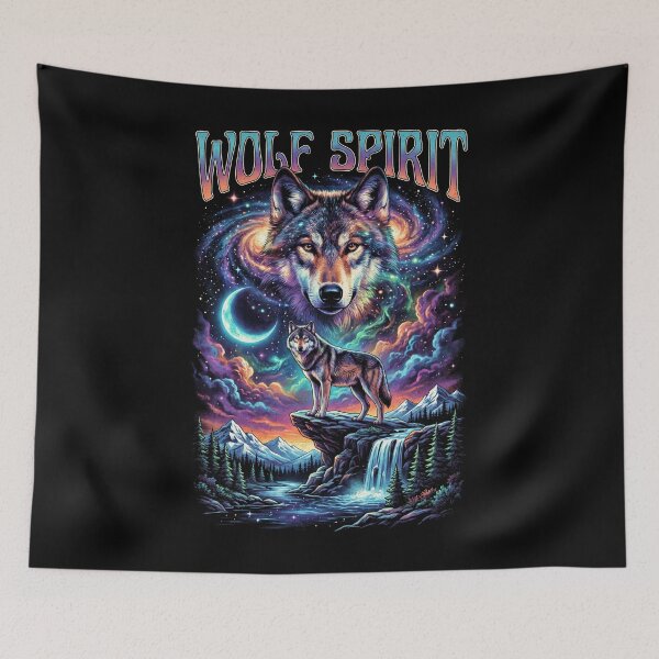 Item preview, Wolf Spirit Cosmic Galaxy Moon Wildlife Art designed and sold by AestheticTrd.